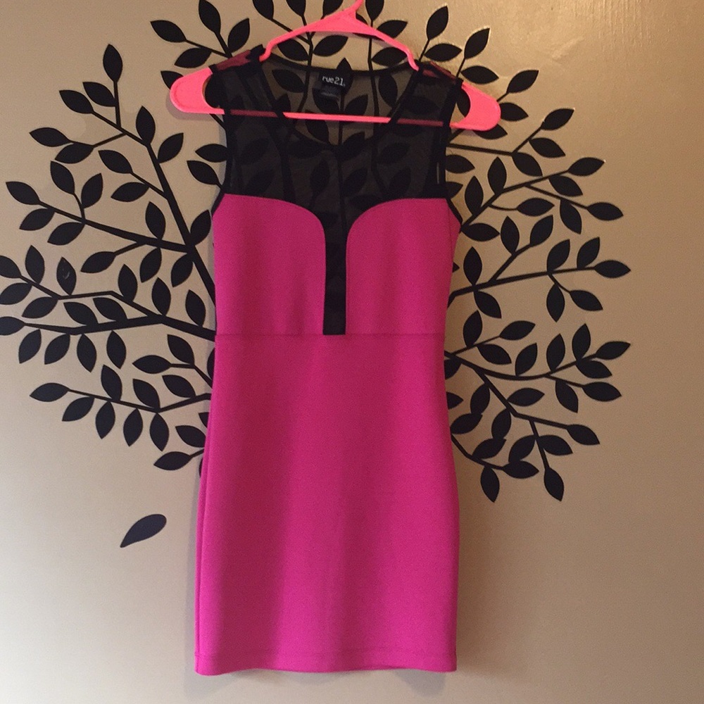 Pink Mesh Pencil Dress